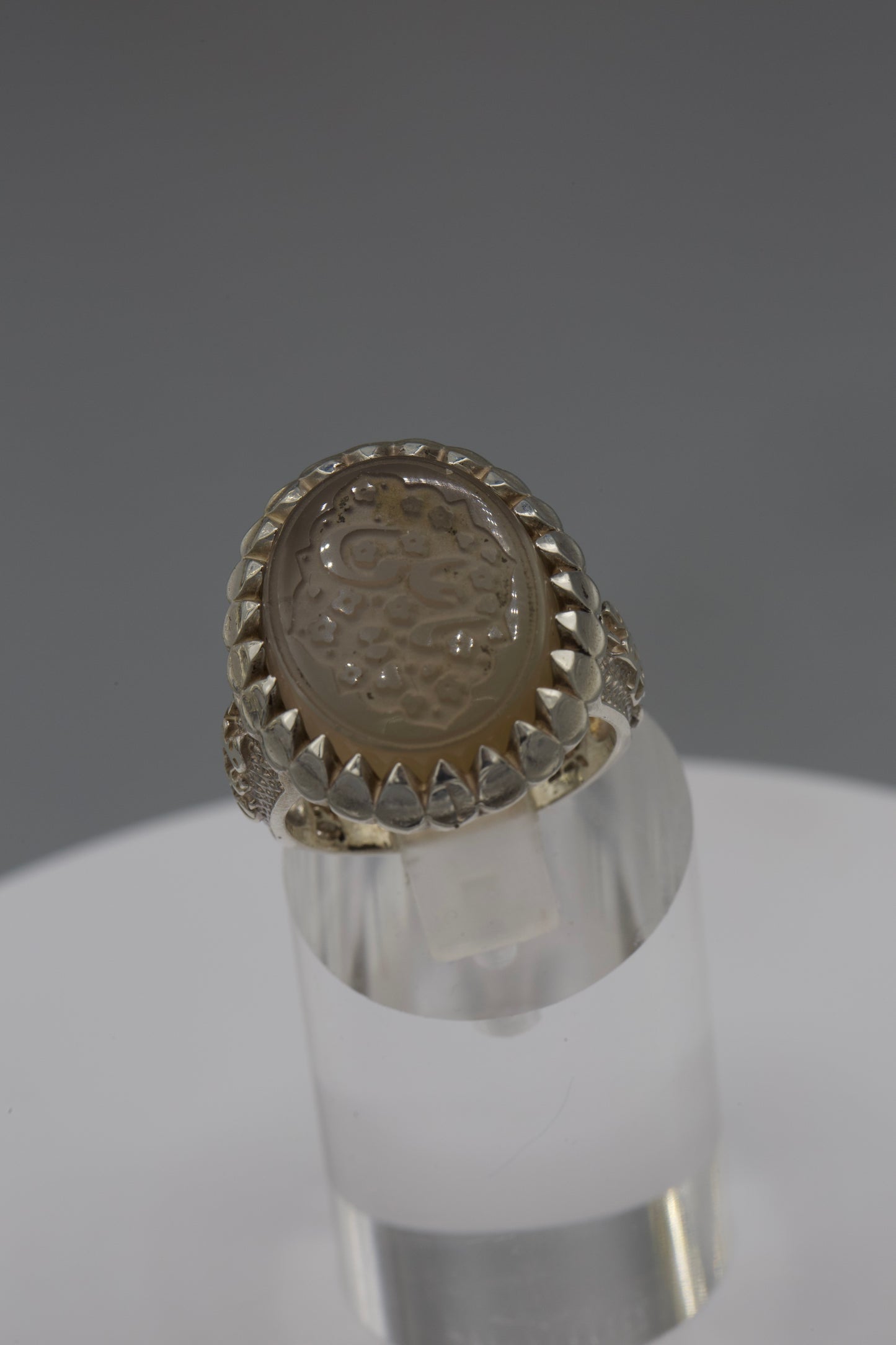 Aqeeq “ya Ali” silver Ring