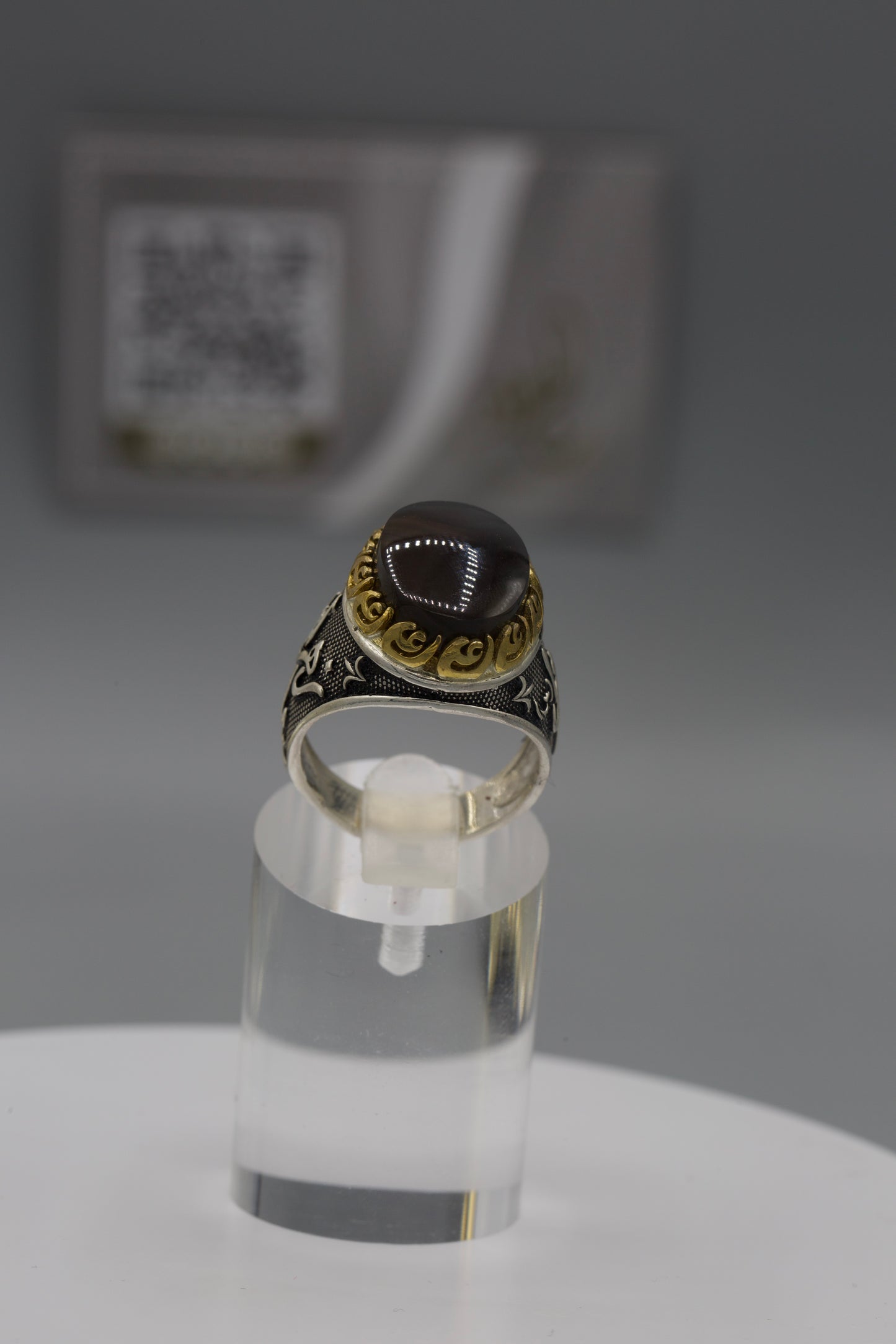 Black Aqeeq ‘ya Zahra’ Silver Men’s Ring