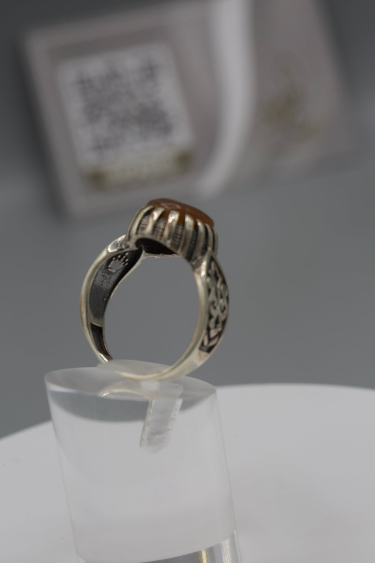 Aqeeq Yemeni Ring - Silver laser work