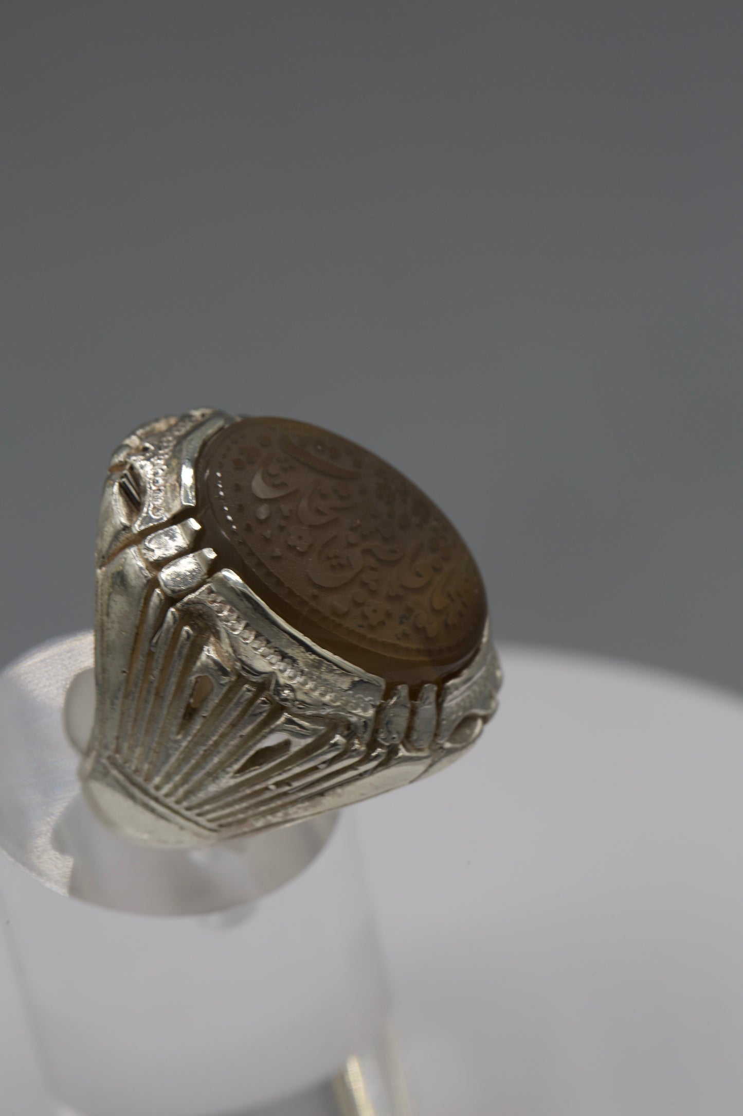 Aqeeq “Ya Hayy Ya Qayum” silver Ring
