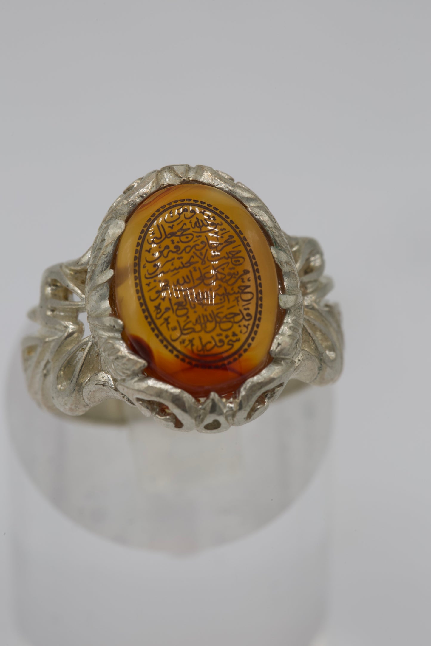Verse of Rizq engraving - Yemeni Aqeeq silver ring