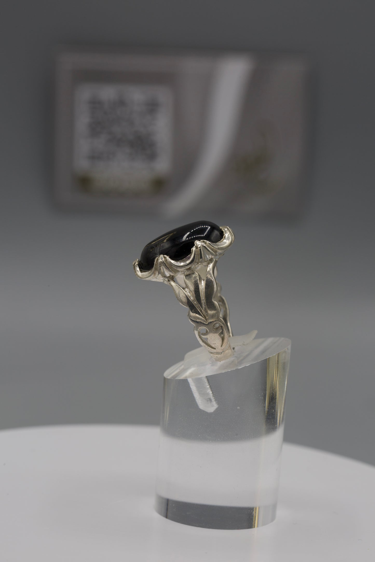 Black Aqeeq silver Men’s Ring