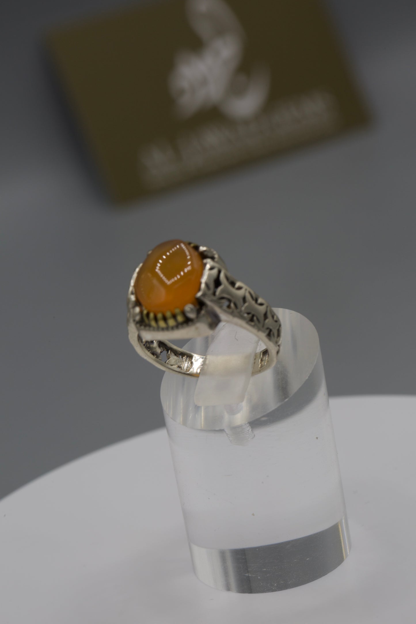 Yemeni Aqeeq Persian silver base men’s ring