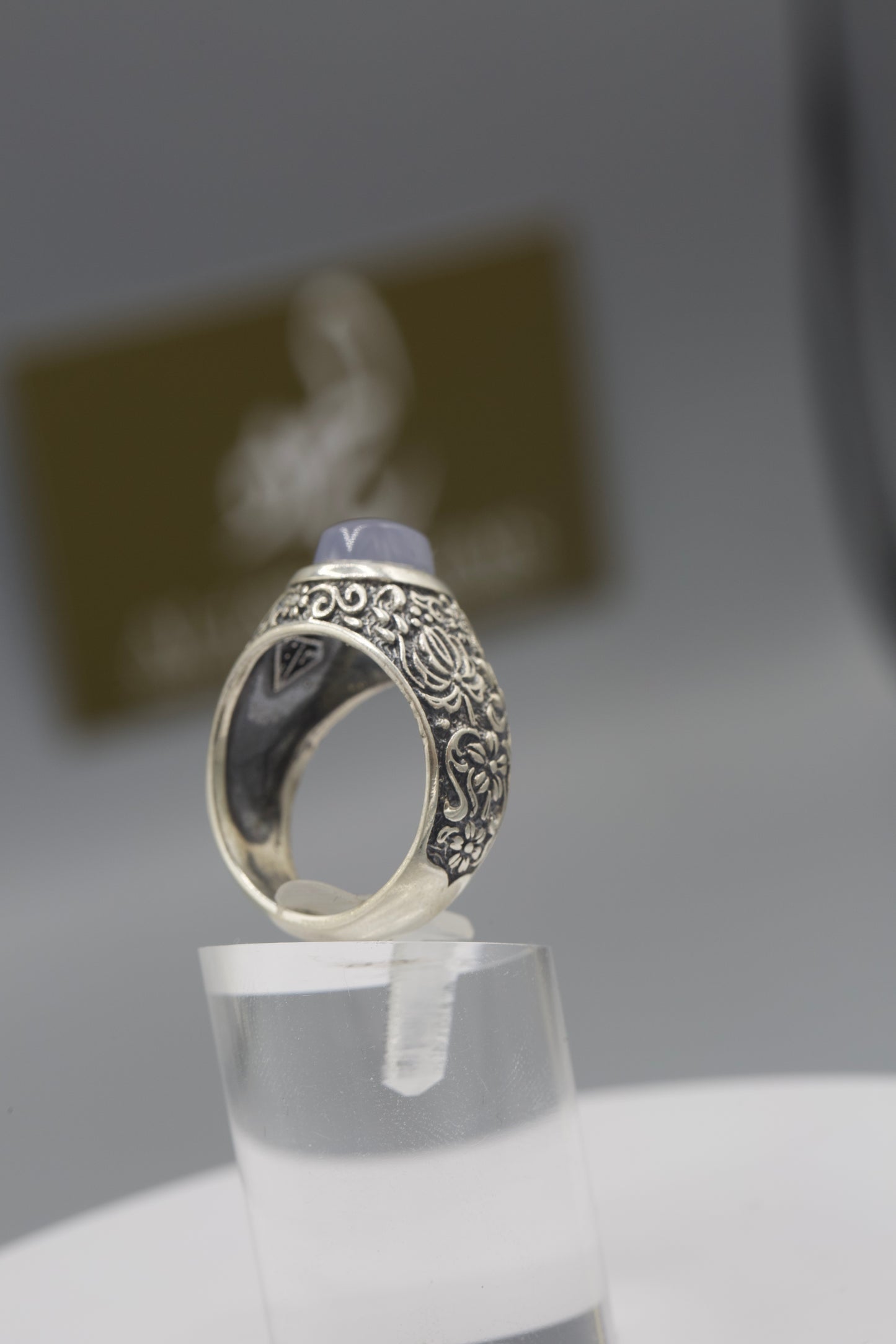 Purple Aqeeq QalamZani Silver Ring