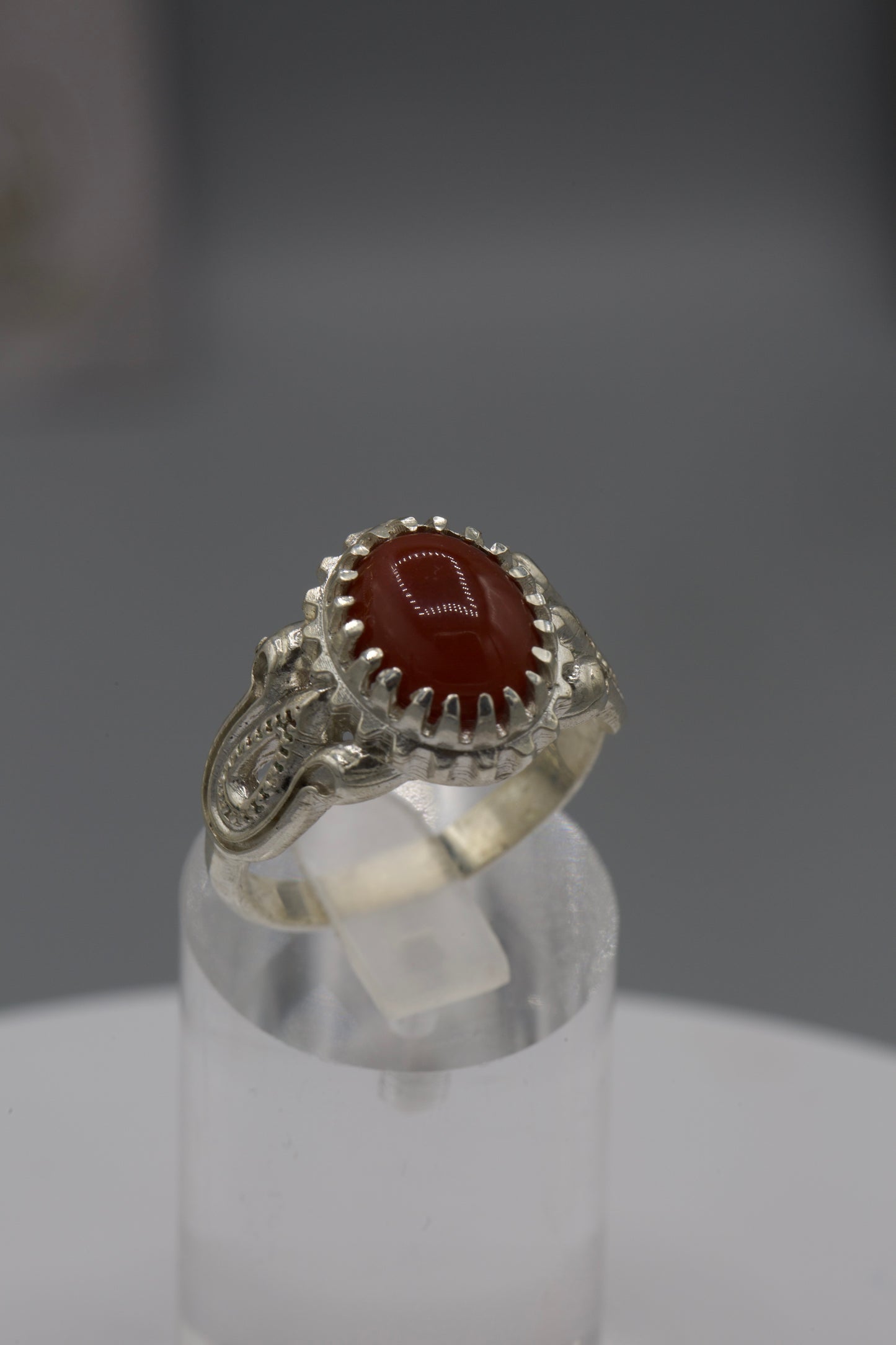 Small unisex Red Aqeeq ring