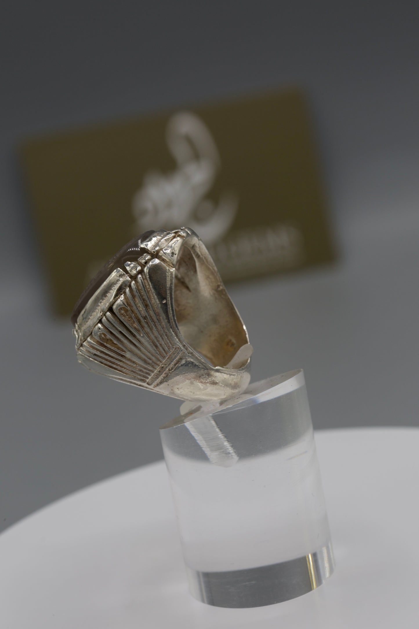 Aqeeq “Ya Hayy Ya Qayum” silver Ring