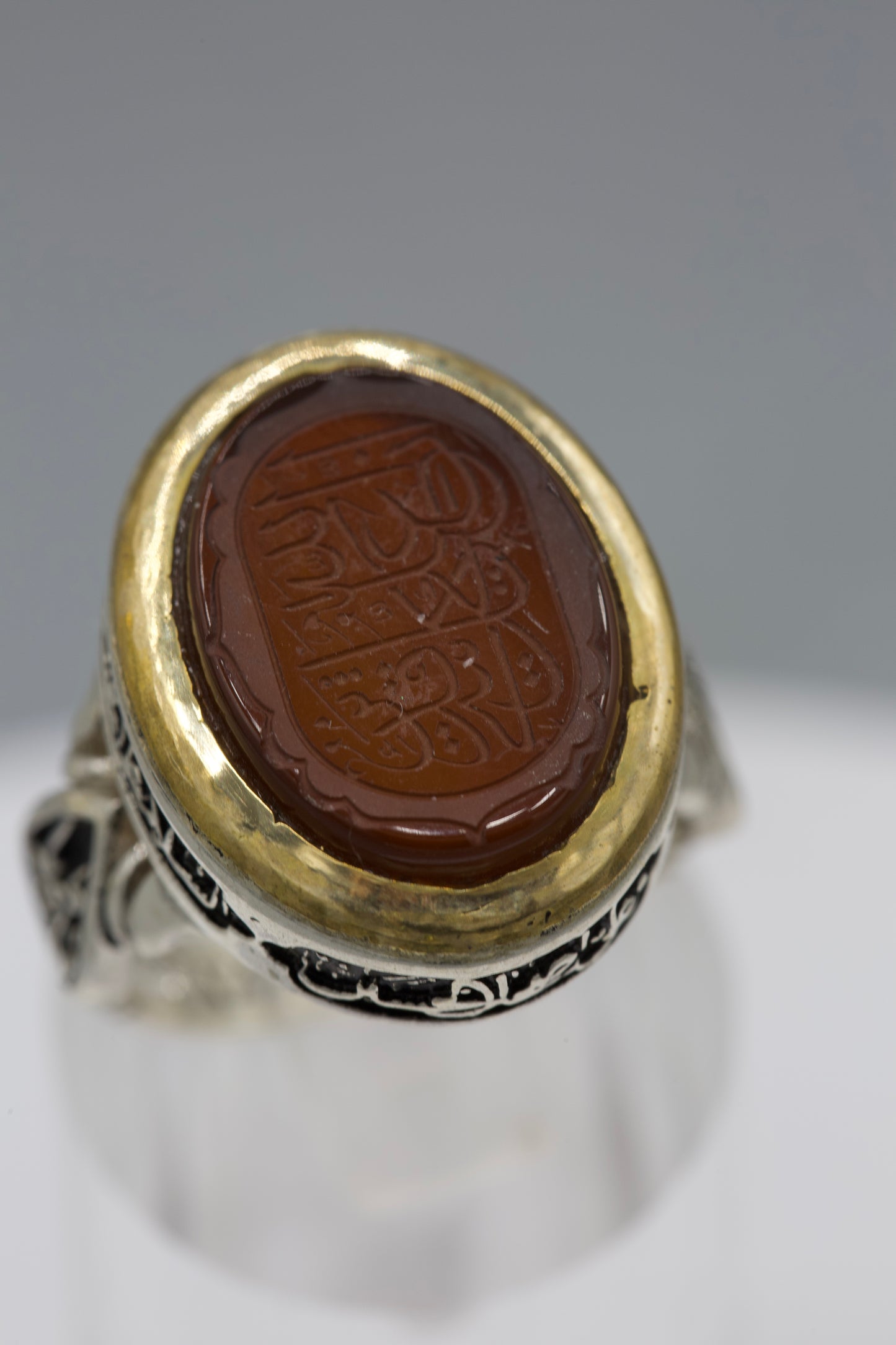 Engraved men’s Red Aqeeq Ring - (2:106)