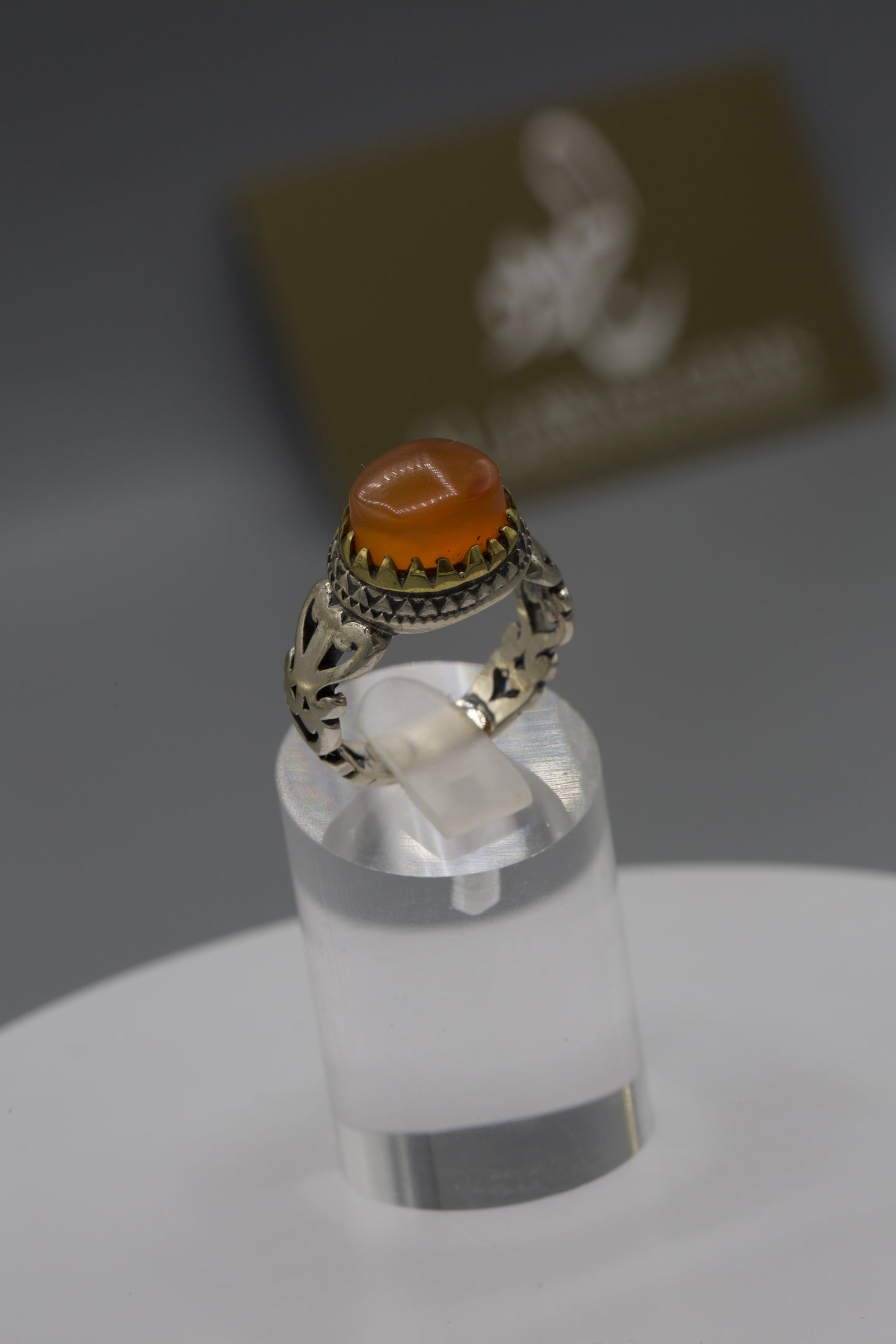 Oval Aqeeq Yemeni silver ring