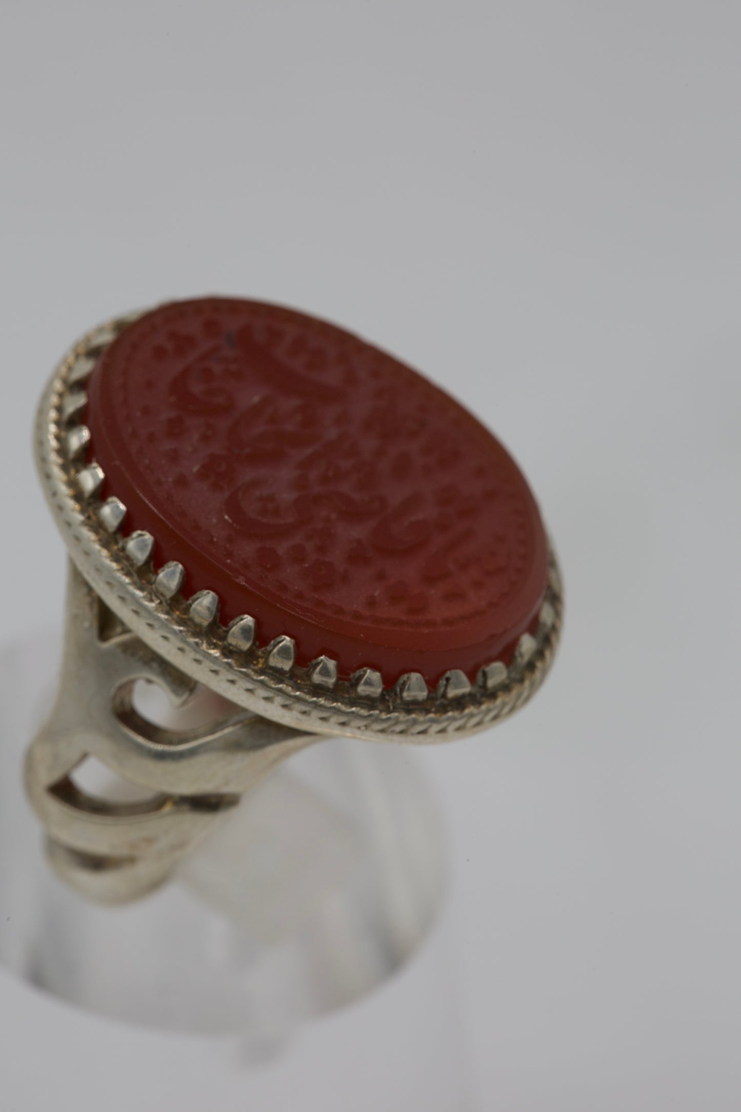 “Ali” Silver design Red Aqeeq Men’s Ring
