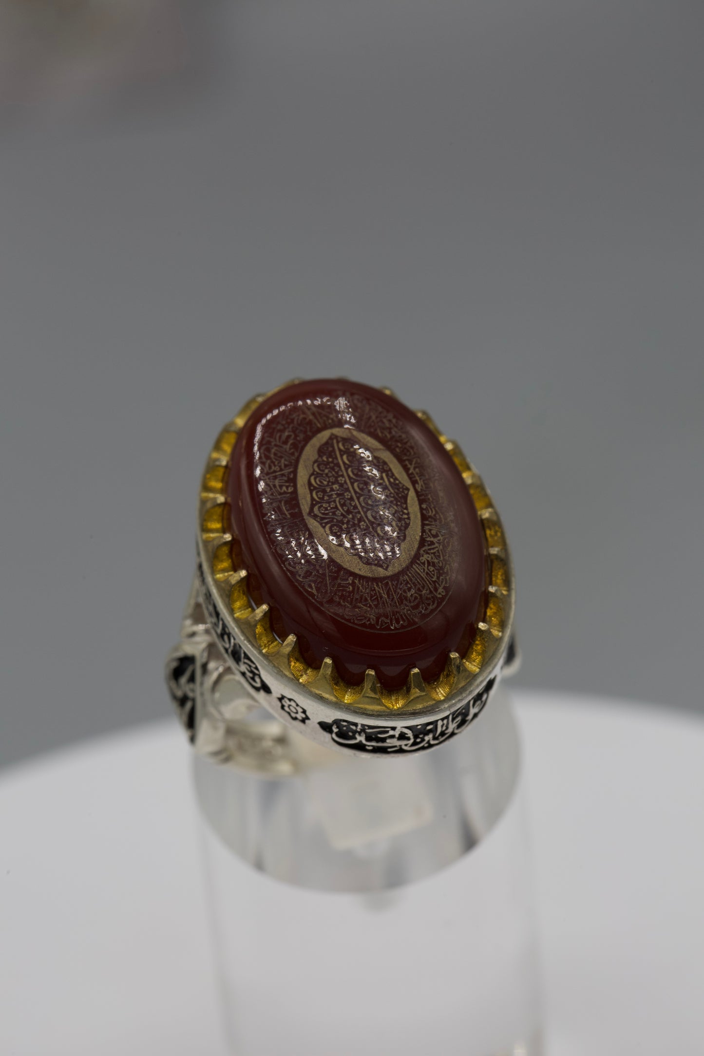 Red Aqeeq engraved Ring