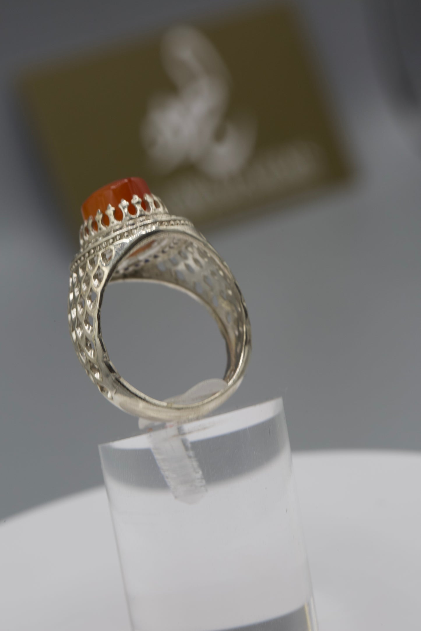 Yemeni Aqeeq silver gemstone ring