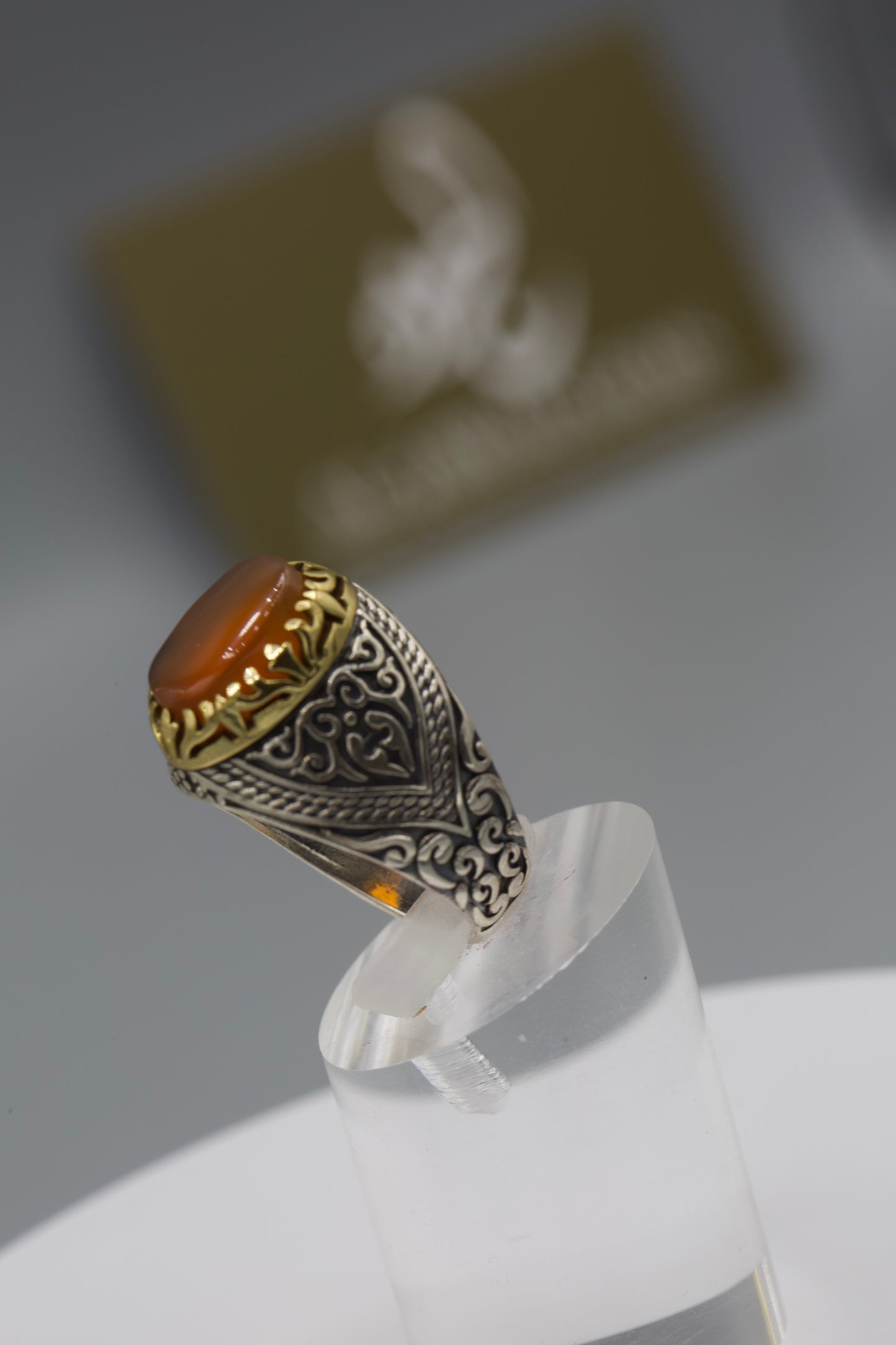 Qalamzani Yemeni Aqeeq silver ring