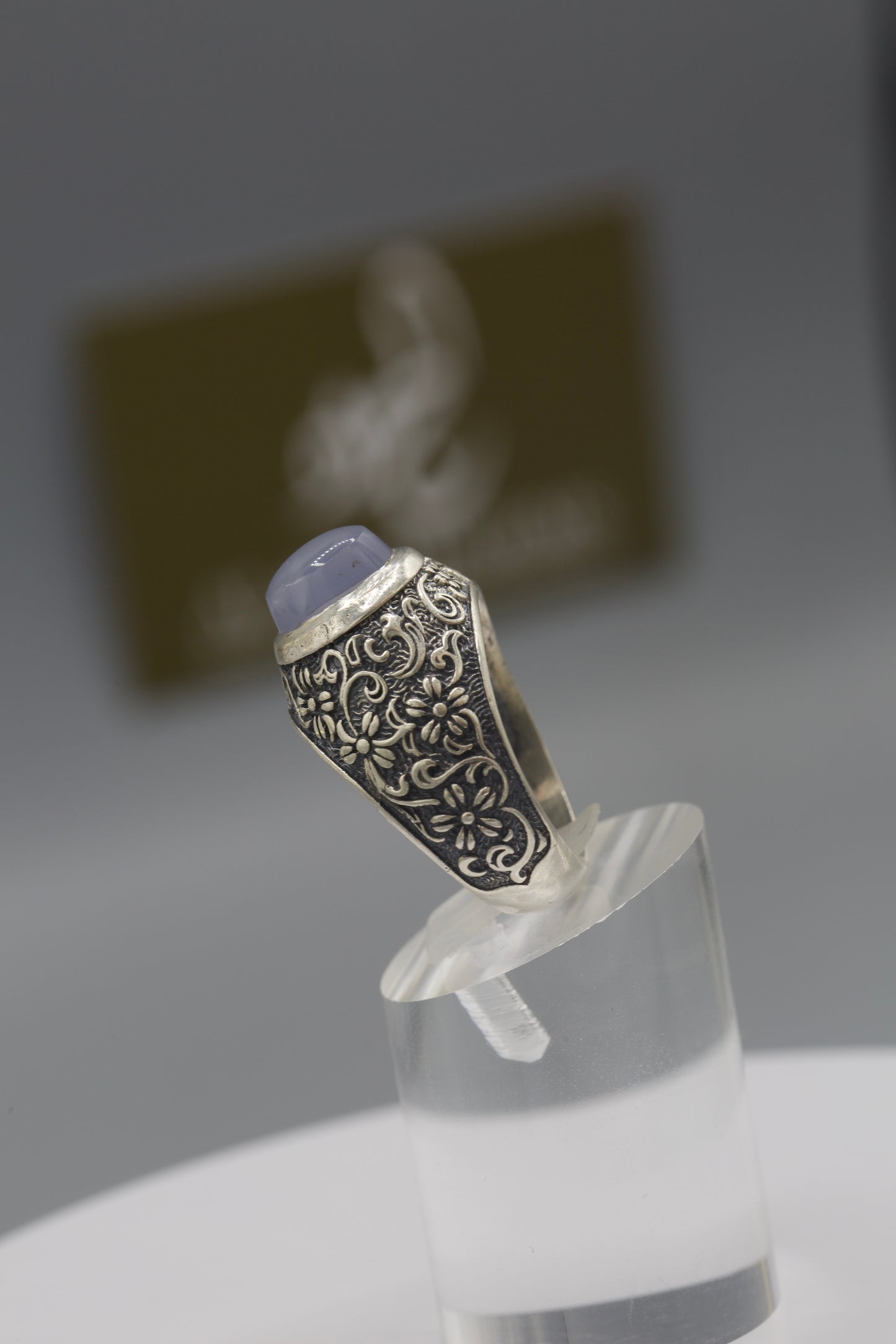 Purple Aqeeq QalamZani Silver Ring