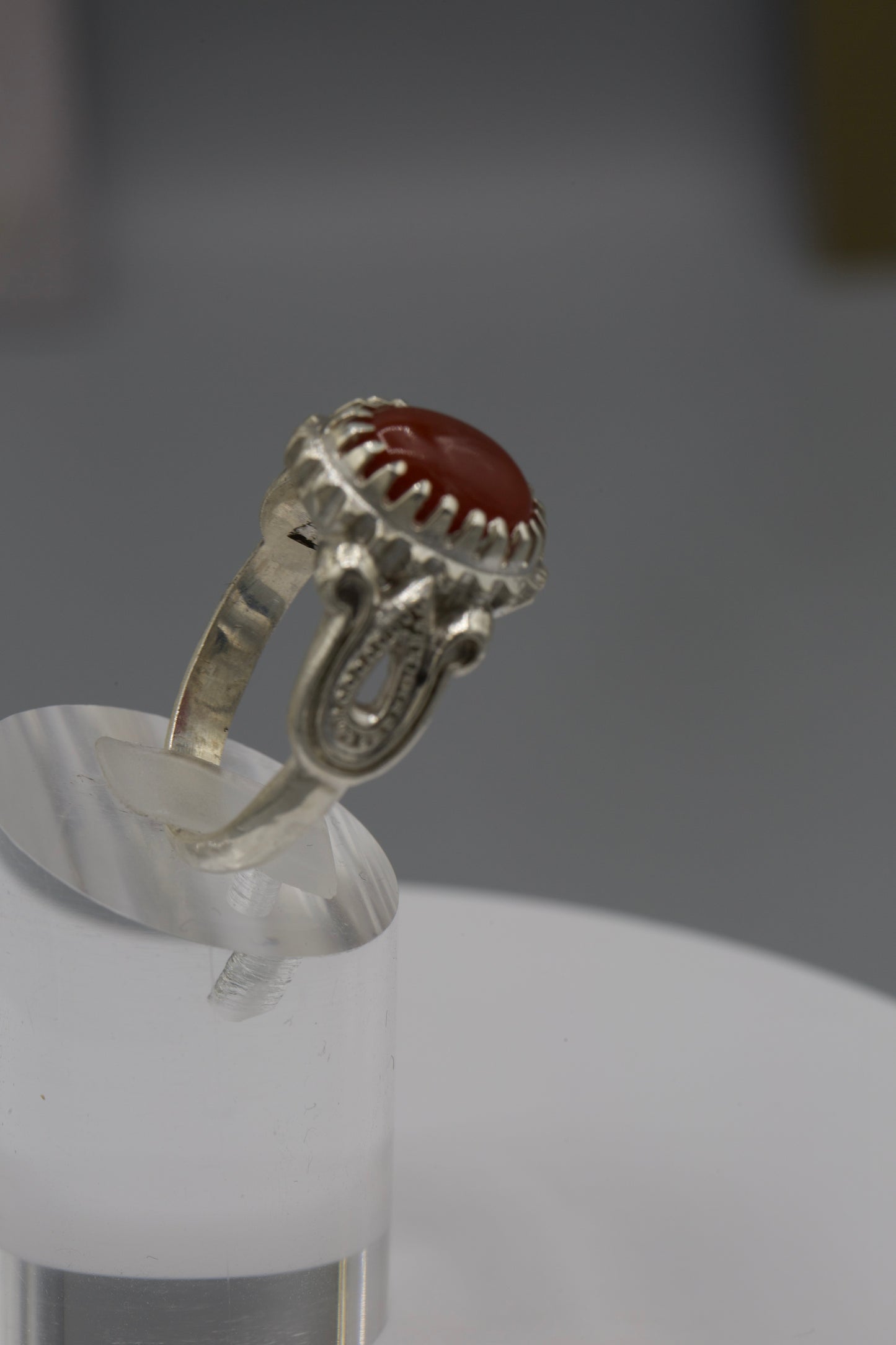 Small unisex Red Aqeeq ring