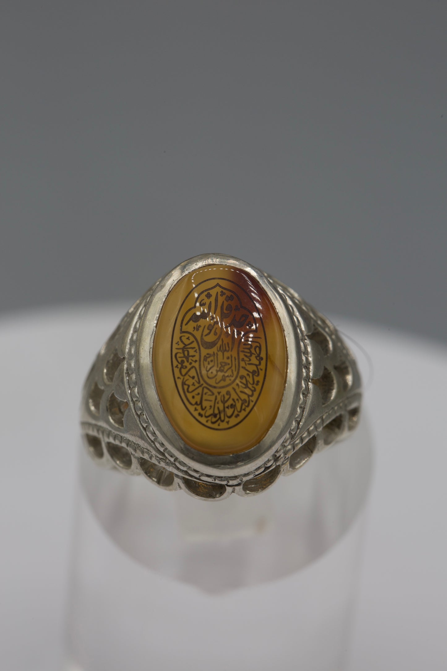 Yemeni Aqeeq “Surah Ikhlaas” Silver men’s ring