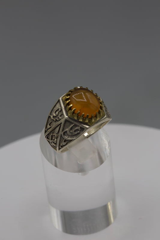 Silver ‘3 Infallibles’ Aqeeq Yemeni Ring